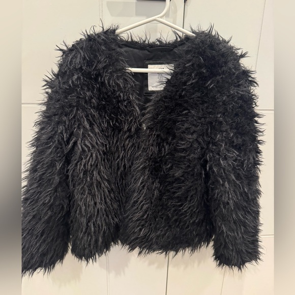 H&M girls teddy jacket black - Picture 1 of 3